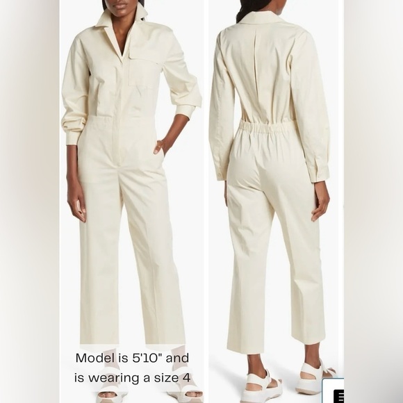 NWT THEORY Chino Wash shirt jumpsuit cargo Size 2